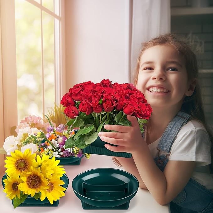 Karenhi 36 Pcs Floral Supplies Green Bowls for Flower Arrangements Large Size 6.3 Inch Floral Foam Bowls for Arrangements Holiday Wedding Fresh Flower Decoration Supplies (Foam Not Include)