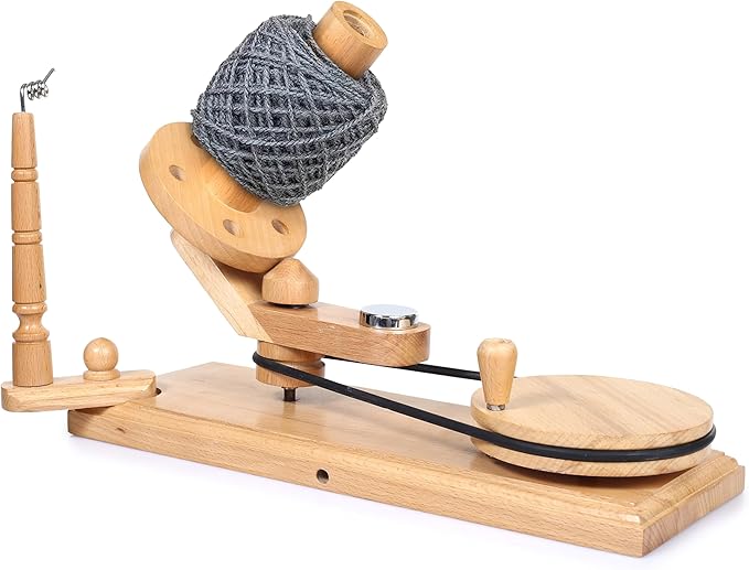 Yarn Winder – Large Handcrafted Wooden Ball Winder for Knitting, Crocheting & Weaving – Heavy-Duty Natural Beachwood Yarn Winder for 8-12 oz Yarn Cakes