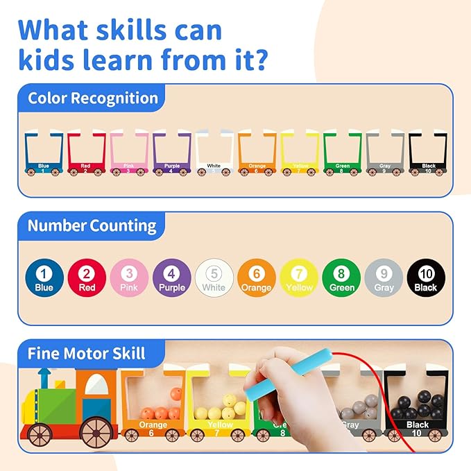 Magnetic Color and Number Maze, Montessori Toys for 2 3Year Old, Wooden Toddler Magnet Puzzles for Kids Girls Boys 2-4 3-5, Magnetic Board Train Learning Toys Birthday Gifts