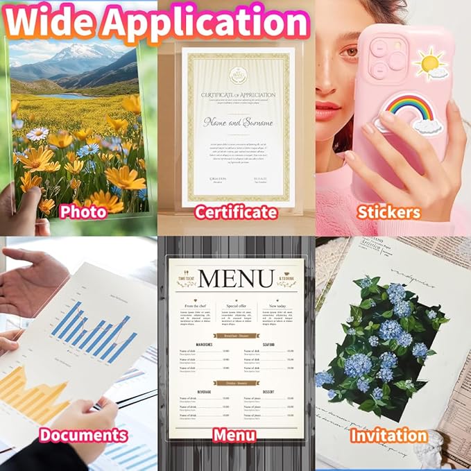 Uinkit 4Mil Thicker Single-Sided Self-Adhesive Laminating Sheets, 60Pack (More Value) Letter Size 8.5x11"- Peel & Stick for Teachers, Office & Home Crafting - No Heat Machine Needed