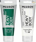 MEEDEN Acrylic Paint Viridian Hue: Bundled with Titanium White Color - 100ml/3.38oz x 2 Bulk Heavy Body Acrylic Paint Tubes for Art Craft Painting