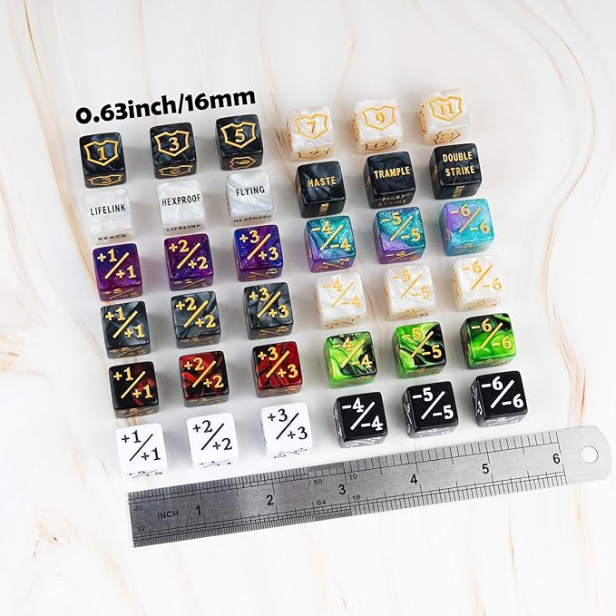 78 Pieces MTG Dice Counters Bulk Life Keyword Counter Dice Set Plus 1/+1 Buff Ability Tokens for MTG, TCG, Cards Gaming Accessories