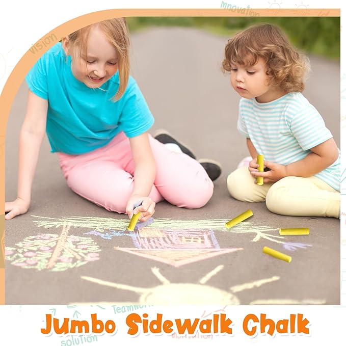 40 Pcs Sidewalk Chalks for Kids Non Toxic Jumbo Chalk for Party Gift Outdoor Art Classroom Play Painting (Yellow)