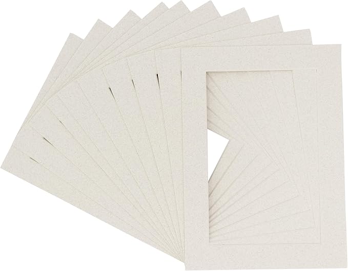 Poster Palooza Pack of TEN 8.5x11 Mats Bevel Cut for 7x9 Photos - Acid Free Oyster Shell White Precut Matboards For Pictures, Photos, Framing - 4-ply Thickness