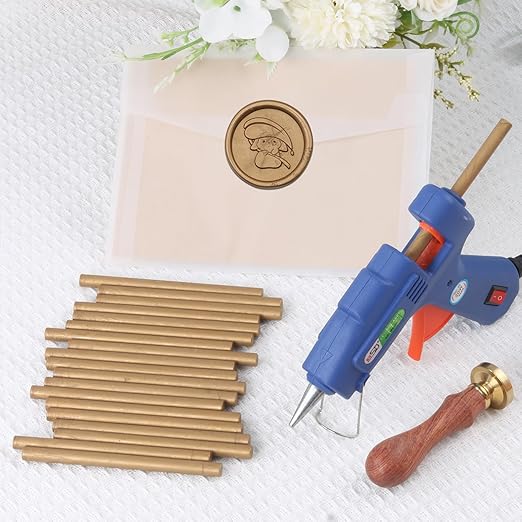 Dark Bronze Sealing Wax Sticks, WASOHLING 20Pcs Glue Gun Wax Seal Sticks for Wax Seal Stamp, Bronze Wax Seals for Christmas Wedding Invitation Envelope Letter Seals, Craft Adhesive (Mini Size)