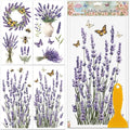 GLOBLELAND 4 Sheets Lavender Furniture Transfer 6x12inch Butterfly and Bee Rub on Transfer Sticker UV Self-Adhesive Wall Art Craft for Bedroom Living Room Desk Table Decoration