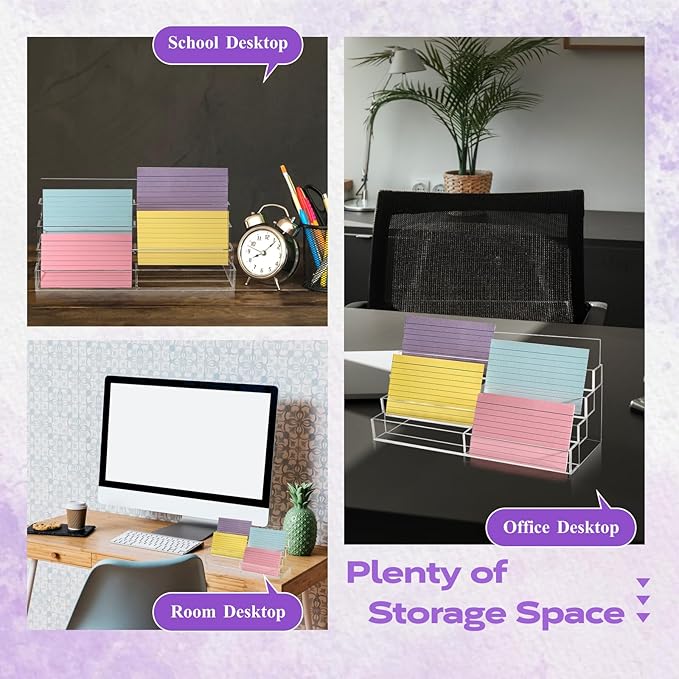 4 Tier Index Card Display Stand 3x5 Acrylic Card Holder for Desk File Note 8 Pockets Clear Postcard Stand Index Card Rack Acrylic Business Card Stand for Office Classroom 10.8 X 4 X 5.1 No Index Card