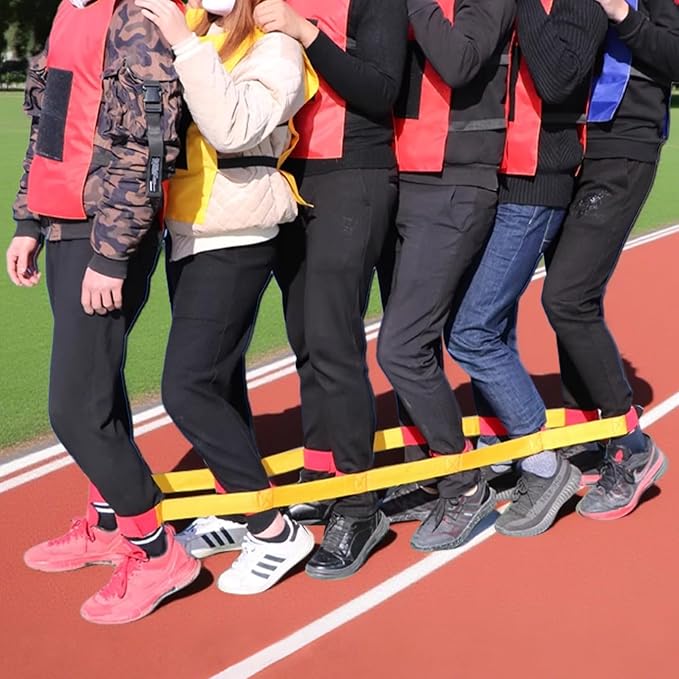 Sonyabecca Cooperative Band Walker 5-Legged Race Band Set Game Teamwork Training for Children Adult, 6-Legged Race Band 2 Sets 5-Legged Race Band