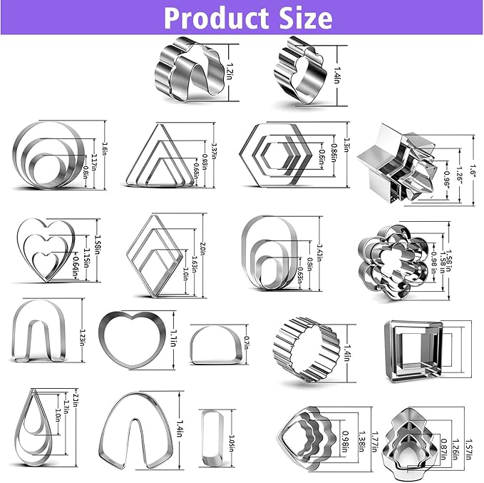 Polymer Clay Cutters for Earring Making 181pcs Clay Tools Set with 44 Shapes Stainless Steel Clay Earrings Cutters 16 Circle Shape Cutters 1 Clay Letter Stamp 120 Jewelry Accessories