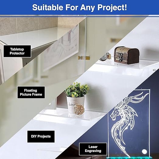Duco USA-Made Clear Cast Acrylic Sheet 1/8 Inch Thick 24" x 48" - 8 Pack of Transparent Plexiglass Sheet - Lightweight Acrylic Board for Window Replacements, Displays, Signs, and More