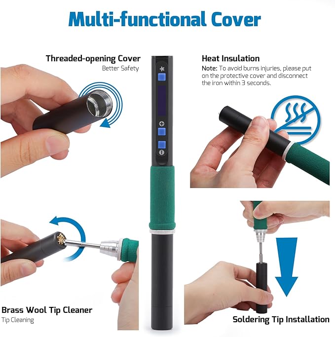 WEP 928D-IV Soldering Iron Kit with Fast Heating with C235 Tip, Dynamic Screen, Compact Digital Soldering Iron with Multi-Functional Cover, Type-C Powering, Sleep Mode, PD and QC Protocols