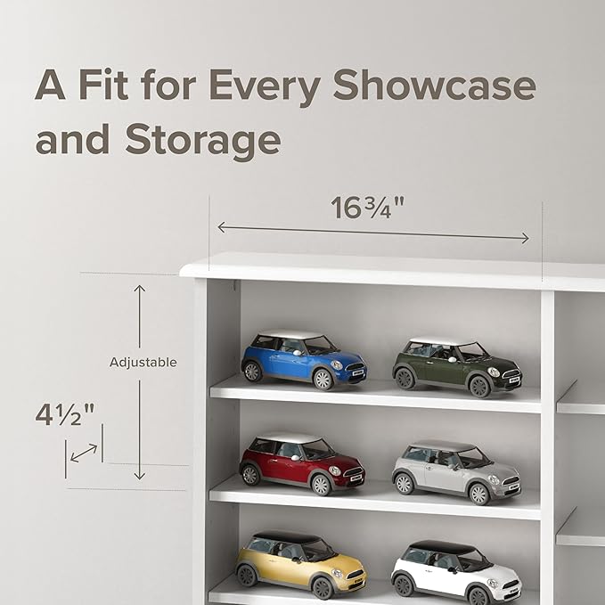 Prepac 3 Column 51" Tall White Display Multimedia Cabinet, Wood Media Storage with Removable Sheves, Modern Multimedia Storage Unit with 21 Adjustable Shelves for Books, DVDs and Collectibles, White