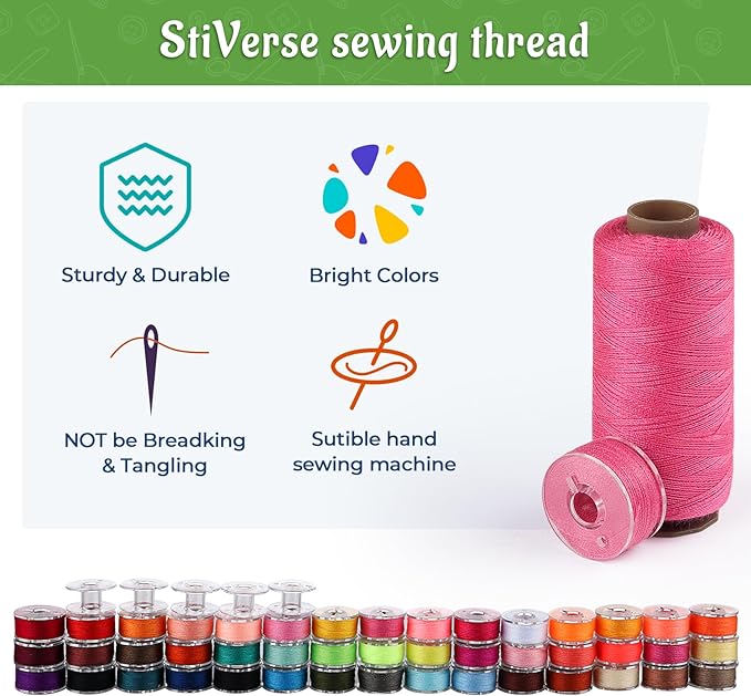 90 Pcs 45 Colors Sewing Thread &Prewound Bobbins Thread, 600yard Thread for Sewing Machine, Sewing Supplies, Polyester Sewing Machine Kit for Hand Sewing, Stitching, DIY