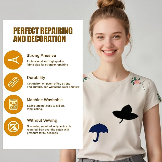 MOONSJONES Iron on Patches for Clothes Fabric Repair, 8 PCS Premium Strongest Glue Cotton Gear Reparing Patch for Holes Inside & Outside Pants, Jeans, Jacket, Hat, Canvas (7.5 cm x 10.5 cm-light gray)