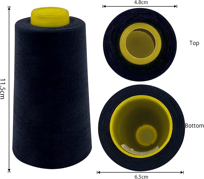 Tortoise 4 Cones of 3000 Yards Each Spool Thread for All Purpose, Serger, Overlock, Quilting, Sewing Machine - 100% Polyester - 40S/2 - Dark Navy Blue