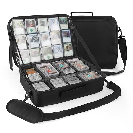 Xykzra MTG Bag Card Storage Box for 2000+ Cards,3-Layer Card Deck Box with Dividers and Shoulder Straps,Trading Card Case Fits for MTG/TCG/Magic/Sports Cards - Black