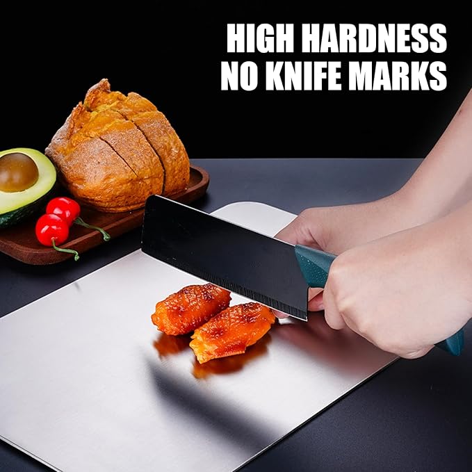 Cutting Board Double Sided,2 Pcs Vegetable Board With Sharpening Stone,Large Size+Small Size,Food Grade Stainless steel and Wheat straw PP Material,Eco-Friendly (16.1‘’LX10.1‘’W)