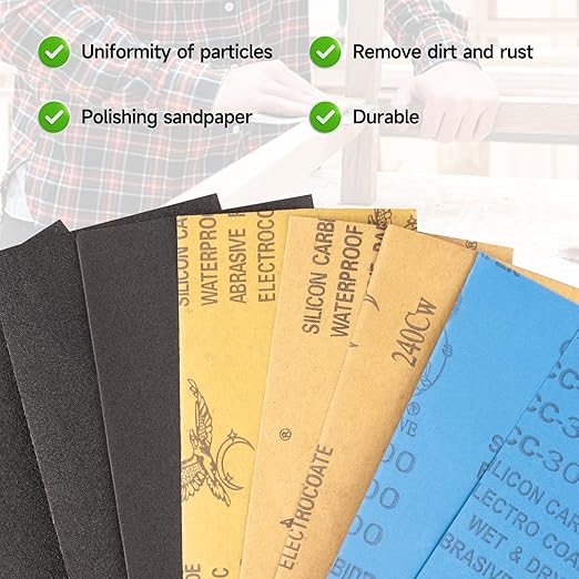 Sandpaper1200 Grit, Wet Dry Sanding Sheets 9x3.6 inch for Wood Furniture Finishing, Metal Sanding and Automotive Polishing,21 -Sheet