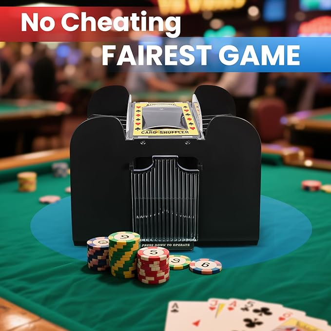 Automatic Card Shuffler 6 Deck Heavy Duty Electric Card Shuffler, USB/Battery-Operated Casino Playing Card Shuffler for Card Games