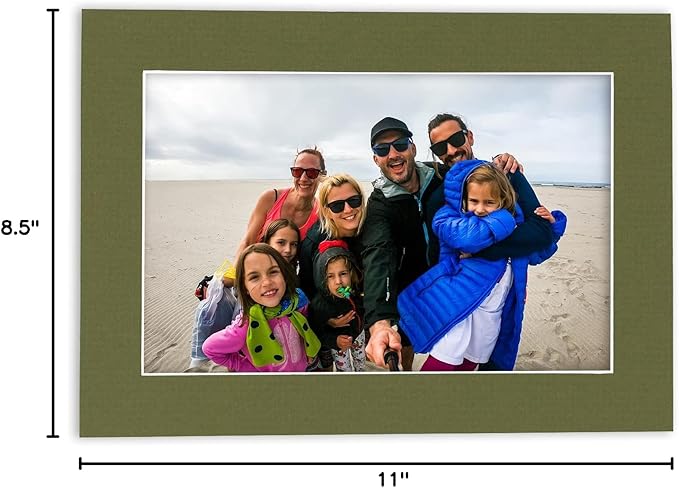 Poster Palooza 8.5x11 Mat Bevel Cut for 7x9 Photos - Acid Free Dill Green Precut Matboard - For Pictures, Photos, Framing - 4-ply Thickness