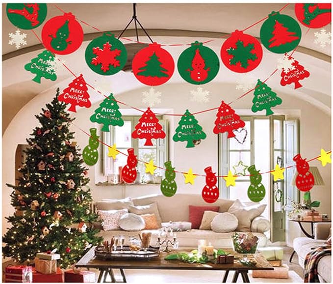 Weabetfu 16 Pieces Christmas Felt Fabric Sheets,5 Colors Craft Felt Sheets for DIY Christmas Decoration,DIY Patchwork Sewing Crafts