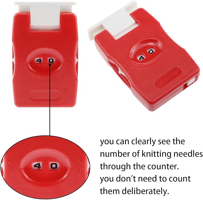 AYLIFU Knitting Counter 2set Mini Crochet Counter Knitting Manual Counter lastic Knitting Marking Tool（red and Pink）
