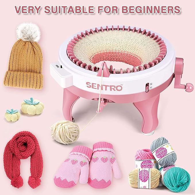 SENTRO Knitting Machine 48 Needles, Smart Knitting Crochet Machine, Double Crocheting Machine Kit,Circle Knit Loom Machine with Row Counter and Hand Crank