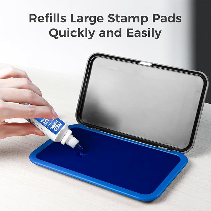 Premium Stamp Ink, Quick-Drying and AP-Certified Non-Toxic Refill Ink for Self-Inking Stamps, Date Stamps and Stamp Pads(Blue, 1oz)