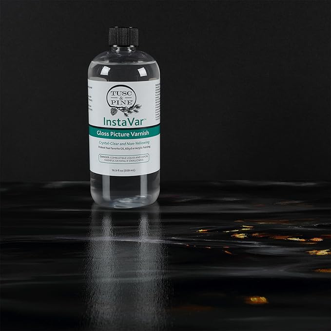 Tusc & Pine InstaVar™ Gloss Picture Varnish - Archival Quality Varnish for Oil, Alkyd, and Acrylic Artists - 33.8oz Bottle - 2 Pack