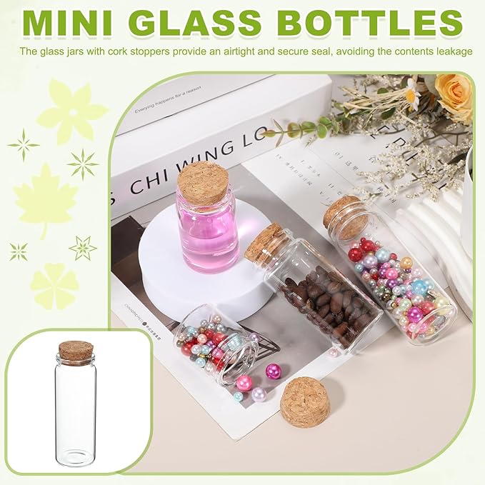 uxcell 6Pcs Mini Glass Bottles with Cork Stoppers, 80ml Small Clear Bottles Glass Empty Jars Vials for DIY Crafts Party Wedding Decor Favors