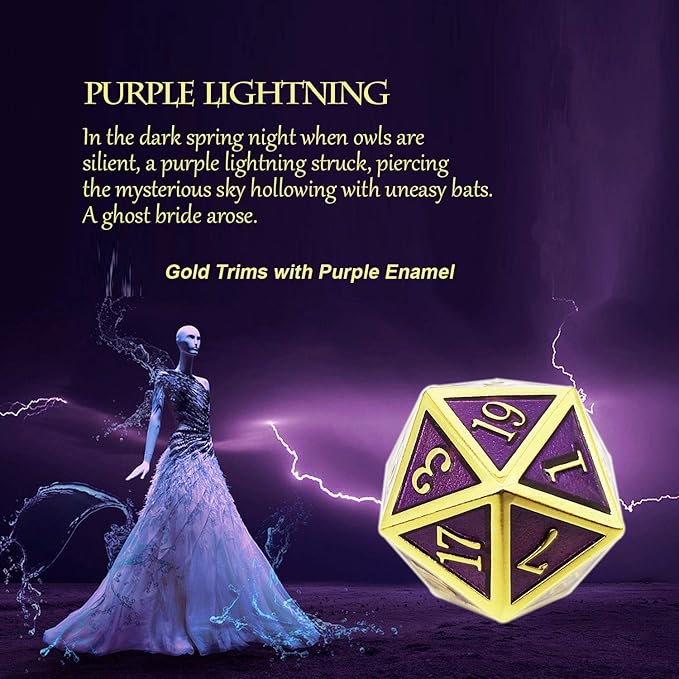 Haxtec D&D Metal Dice Set Gold Purple DND Dice Compatible with Dungeons and Dragons Gifts RPG Roleplaying Dice