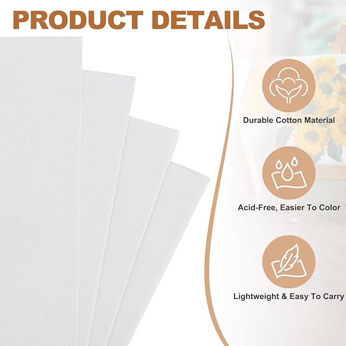 MECCANIXITY Canvas Boards for Painting, 8x10 Cotton Blank Primed Art Canvas Panels Acid-Free for Painting Supplies Oil Acrylic Tempera Watercolor Pouring Paint Artists(White, Pack of 10)