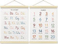 BONETAT Numbers alphabet poster for Nursery Toddlers, Play Room Wall Decor, ABC Wall Chart, Wall Hanging Decor for Toddler Playroom Decor Kids Wall Decor, Wooden Alphabet Banner-A02