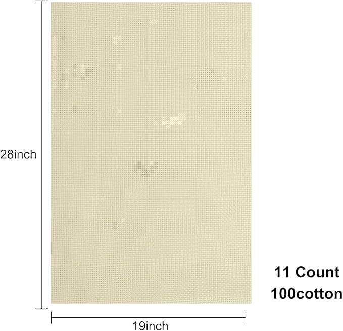 Aida Cloth 11 Count Cross Stitch Fabric,19×28inch (11CT,Off White)