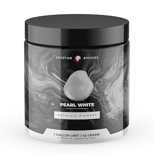 Spartan Epoxies Metallic Pigment Powder for Epoxy - 30 Unique Colors, 4oz for 1 Gallon and 12oz for 3 Gallons of Clear Epoxy, Made in The USA (Pearl White, 4oz (45 Grams))