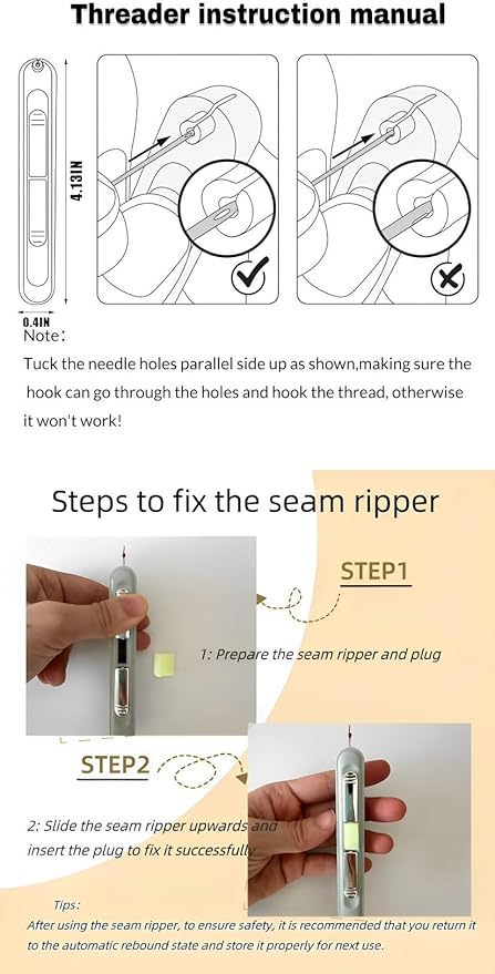 Upgraded 2 in 1 Automatic Needle Threaders Seam Ripper,Quilting Supplies Sewing Kit,Quick Sewing Machine Loop Needle Threaders (1PCS-Purple)