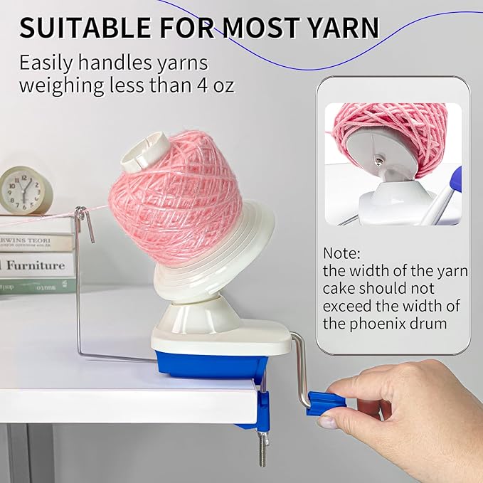 SPEENSUN Yarn Ball Winder, Crochet Yarn Winder, Efficient Yarn Cake Maker Make 3.5oz Yarn Cakes, Easy to Use and Install Crochet Yarn Roller with Lower Noise, The Helper for Knitting Enthusiast