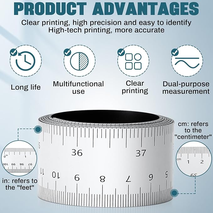 2 Pcs 39.37 Inch Magnetic Ruler Flexible Magnetic Ruler Magnet Measuring Tape with Both Inches and Centimeters, Suitable for Whiteboard, Lathes, Workshops, Table Saws, Mills, Easy to Take