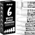 Chalkola 6 White Chalk Markers for Blackboard, Chalkboard Signs, Car Window, Bistro, Glass | Washable Fine Tip, Bold & Jumbo Size Dry Erase Liquid Chalk Pens Erasable (1mm, 3mm, 6mm, 10mm, 15mm, 30mm)