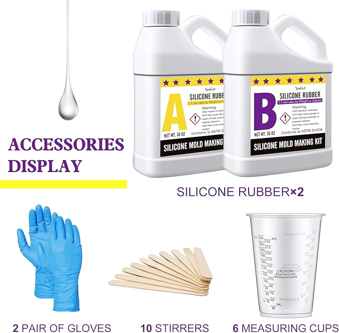 Silicone Mold Making Kit - 76oz Elastic Liquid Silicone Rubber for Making Silicone Mold, Casting - Fast Cured Translucent 18A Molding Silicone for DIY Resin Molds, Candle Molds, Soap Mold, Crafts