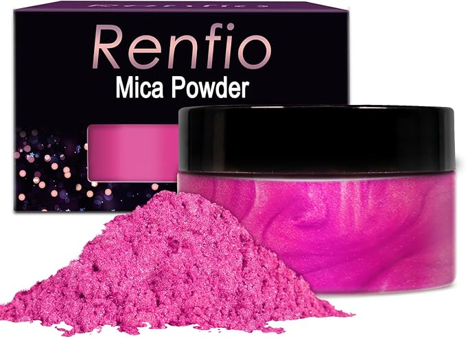 Renfio 100g Mica Powder Pigment, Metallic Natural Dye Mineral Pearl Shimmer Epoxy Resin Dye for Painting Soap Making Slime Bath Bombs 3.5 Oz - Rose Red