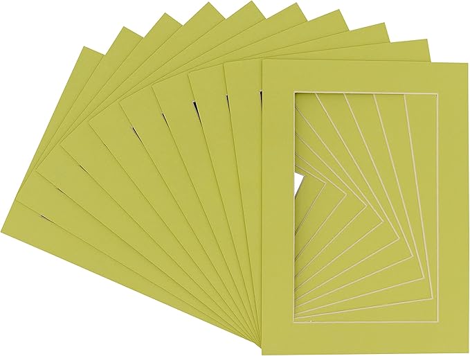 5x7 Mat for 8.5x11 Frame - Precut Mat Board Acid-Free Pistachio Green 5x7 Photo Matte For a 8.5x11 Picture Frame, Premium Matboard for Family Photos, Show Kits, Art, Picture Framing, Pack of 100 Mats