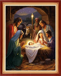 Foxhool Beginners Cross Stitch Kits Stamped Full Range of Embroidery Kits for Adults DIY Cross Stitches kit Embroidery Patterns for Needlepoint kit-Great Nativity 16x20 inch
