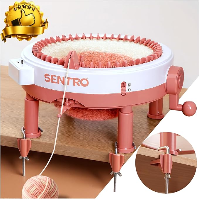 BZVV Knitting Machine for SENTRO 48 Needles Smart Knitting Crochet Machine with Row Counter for Adults and Beginners, Knitting Board Rotating Double Loom, Weaving Loom Machine Kit New Year Gifts