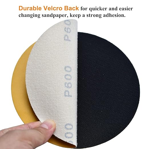 6-Inch No-Hole Hook and Loop Sanding Discs 600-Grit, Random Orbital Sandpaper for Automotive and Woodworking, 100-Pack