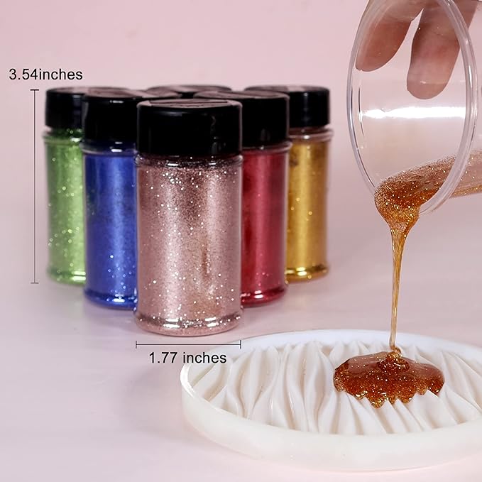 Renfio Ultra Fine Glitter Powder Metallic Resin Glitter 2.11 Oz (60g) PET Flakes Crafts Sequins 1/128" 0.008" 0.2mm Epoxy Chips Flakes for Tumblers Slime Decoration - Homebrush Gold