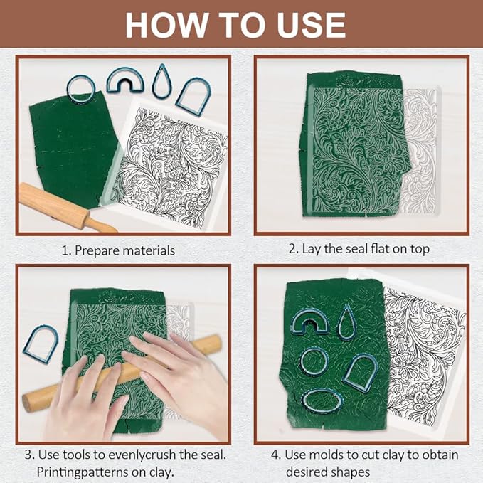 CHGCRAFT Clay Texture Mat Retro Floral Clay Texture Sheets Silicone Polymer Stamp Sheet Modeling Pattern Pad for Polymer Pattern Making Earrings Jewelry 5.5x5.5inch