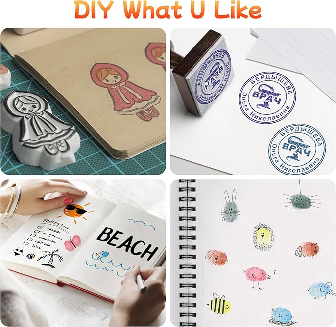 Large Finger Ink Pads for Kids Washable Craft Ink Stamp Pads, 16 Color DIY for Rubber Stamps, Paper, Scrapbooking, Wood Fabric, Best Gift for Kids(Each Sponge Size 2.87"X1.77")
