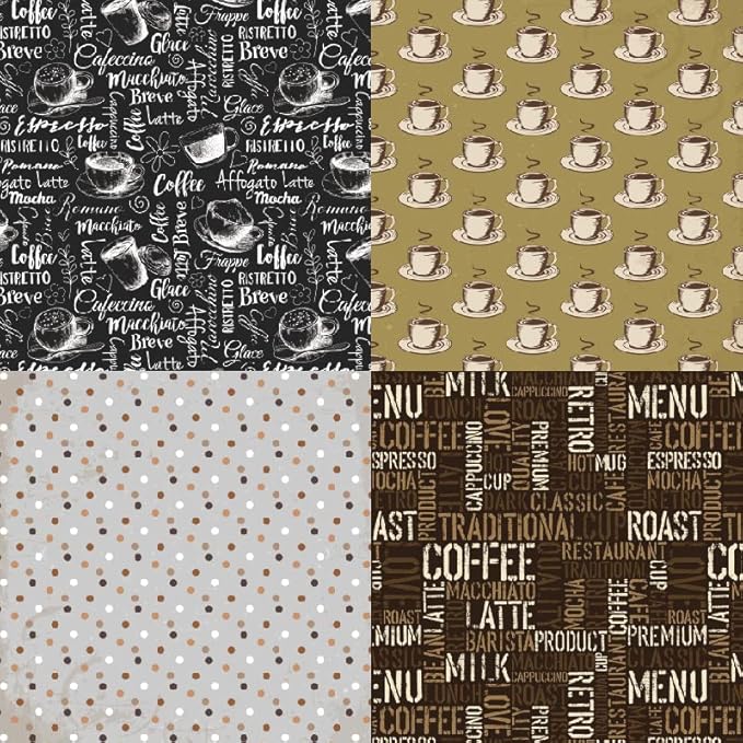 Vintage Coffee Scrapbook Paper Pad - 6x6, 24 Sheets, Cardstock, Square, Uncoated, Perfect for Scrapbooking, Crafts