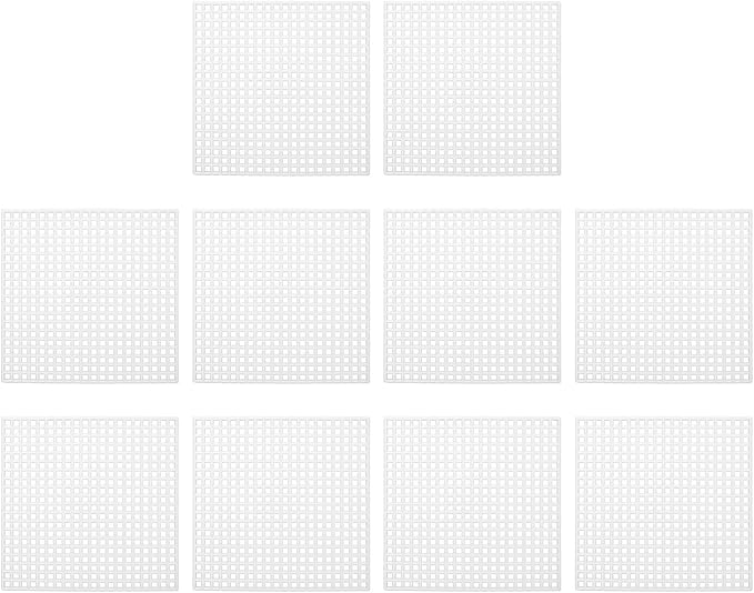 PATIKIL Plastic Mesh Canvas Sheets,10Pcs 3.1 x 3.1inch Cross Needlework Blank Yarn Crafting for Embroidery DIY Bookmarks Cup Mats, White, Square